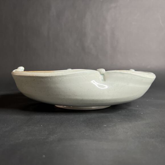 Handmade Bowl-Scalloped Edge-Watercolor-Japanes-Boho Ceramic Centerpiece – 10″ - Picture 7 of 13